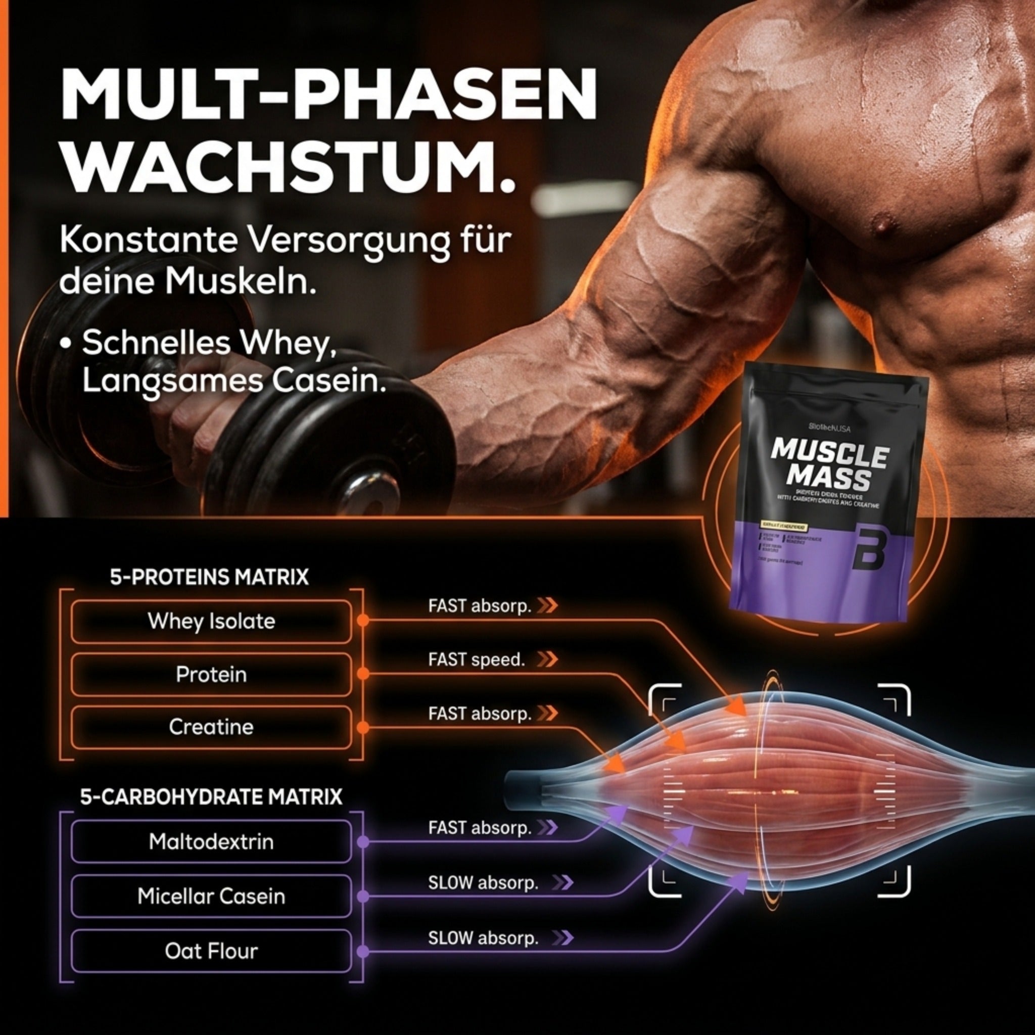 Muscle Mass Weight Gainer, 1000g